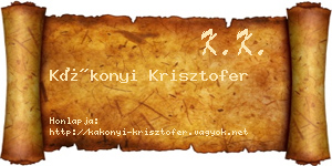 Kákonyi Krisztofer névjegykártya